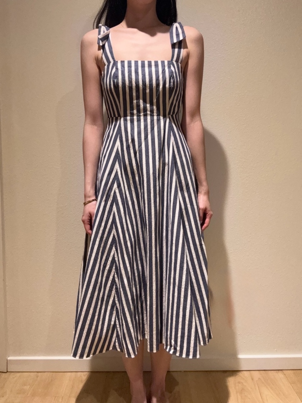 kate spade Navy and White Striped Midi Dress with Tie Straps